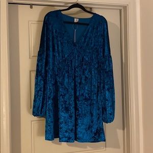 Blue velvet dress